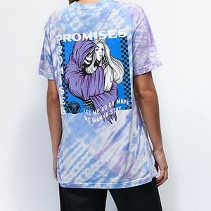 Broken Promises Blue & Purple Tie Dye Short Sleeve Unisex Shirt Size Large